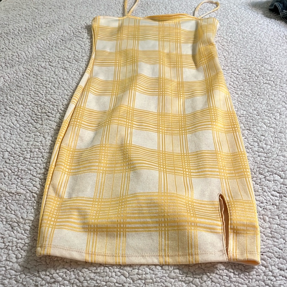 Plaid yellow mini sun dress